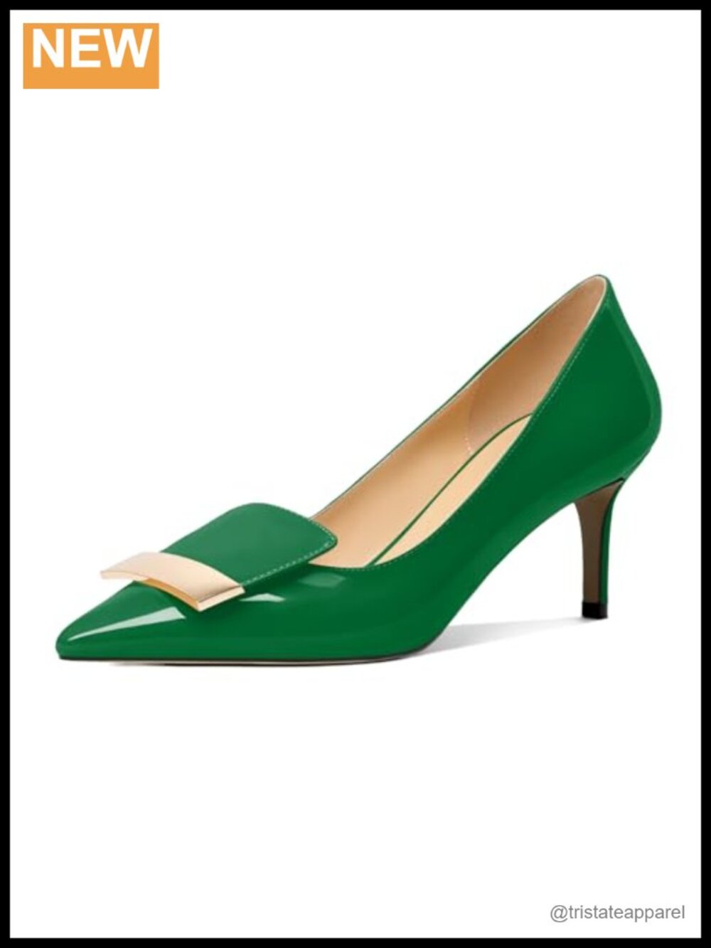 Women's Kitten Heel Pumps Pointed Toe Buckle Slip On 2.5 Inch Dressy Shoes